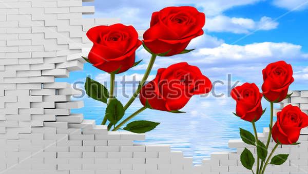 3D Большие красные розы артикул 10018035