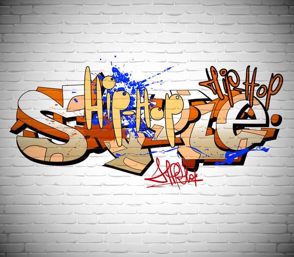 Обои граффити "Hip-Hop Style" на кирпичной стене артикул 10000659