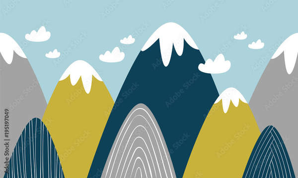 Обои в детскую с рисунком "Горы" артикул 10060723