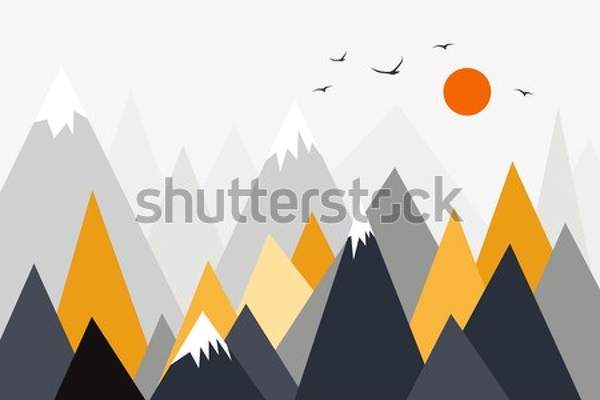Обои в детскую с рисунком гор артикул 10060839
