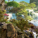 Горный ручей с водопадом