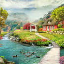 Фотообои с домиком у пруда