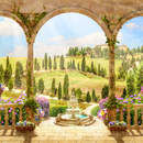 Фреска на стену терраса с арками и видом