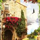 Старинный европейский дом с двориком и видом на реку